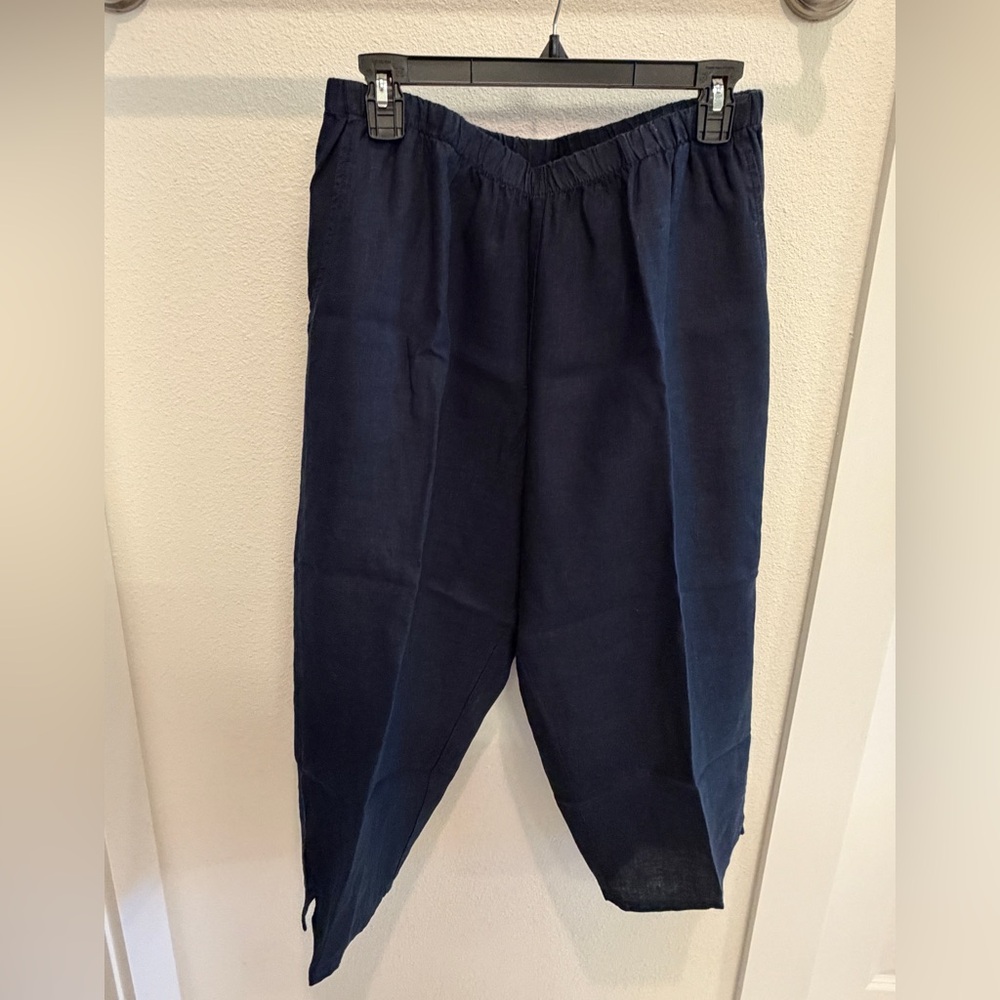 Flax Brand Wide-Leg Navy Linen Pants - Picture 4 of 10